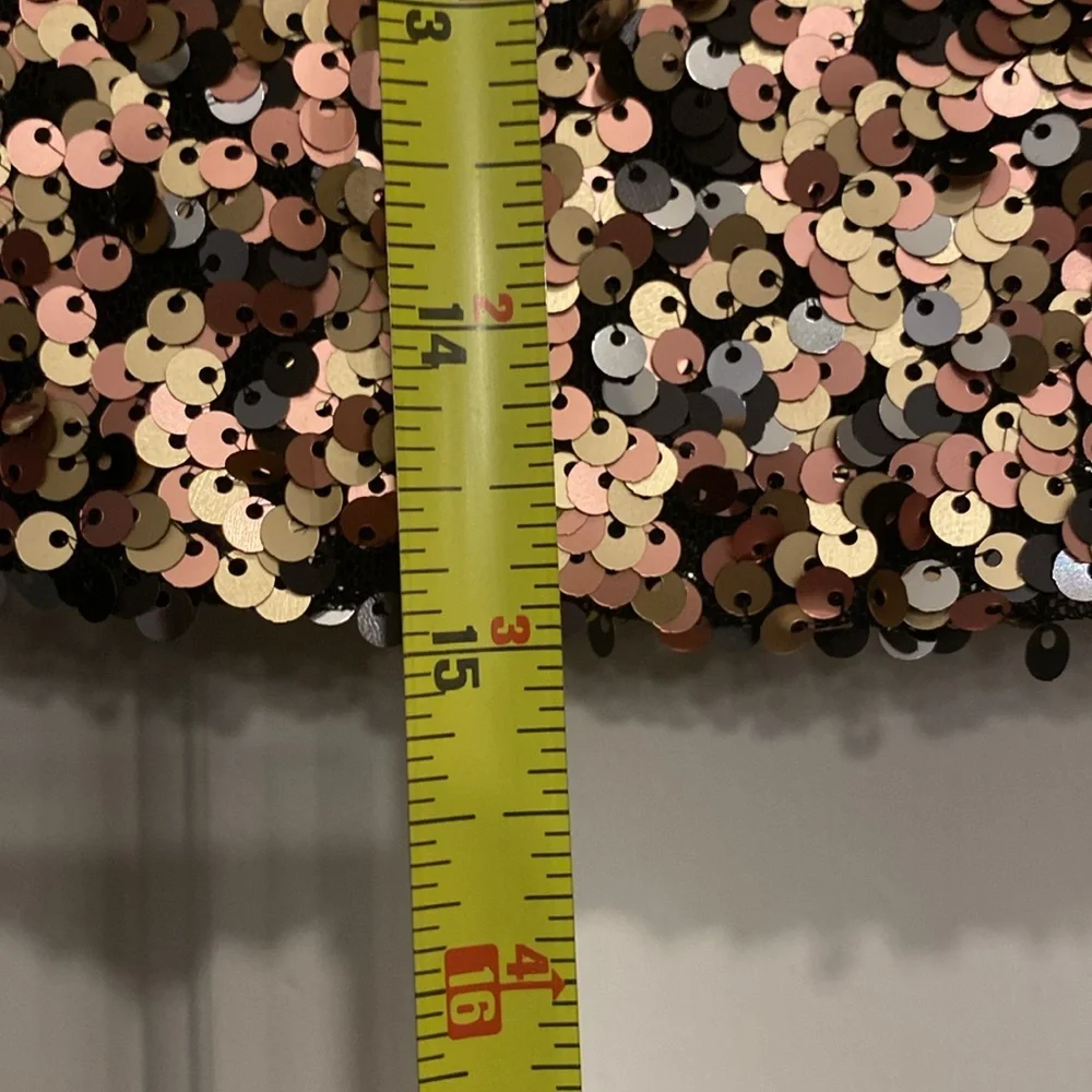 FREE PEOPLE - NWT - skirt: bronze lined sequined w front slit & rear zipper - 12 - Picture 8 of 16